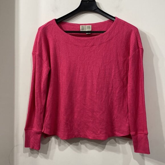 Anthropologie Tops - Anthropology Saturday Sunday Long Sleeve Top Oversized in Raspberry/ Pink XS